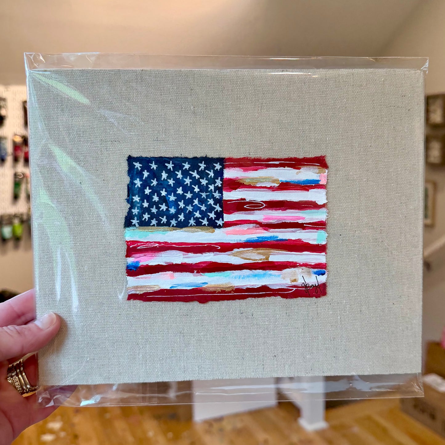 American matted American flag 8x10